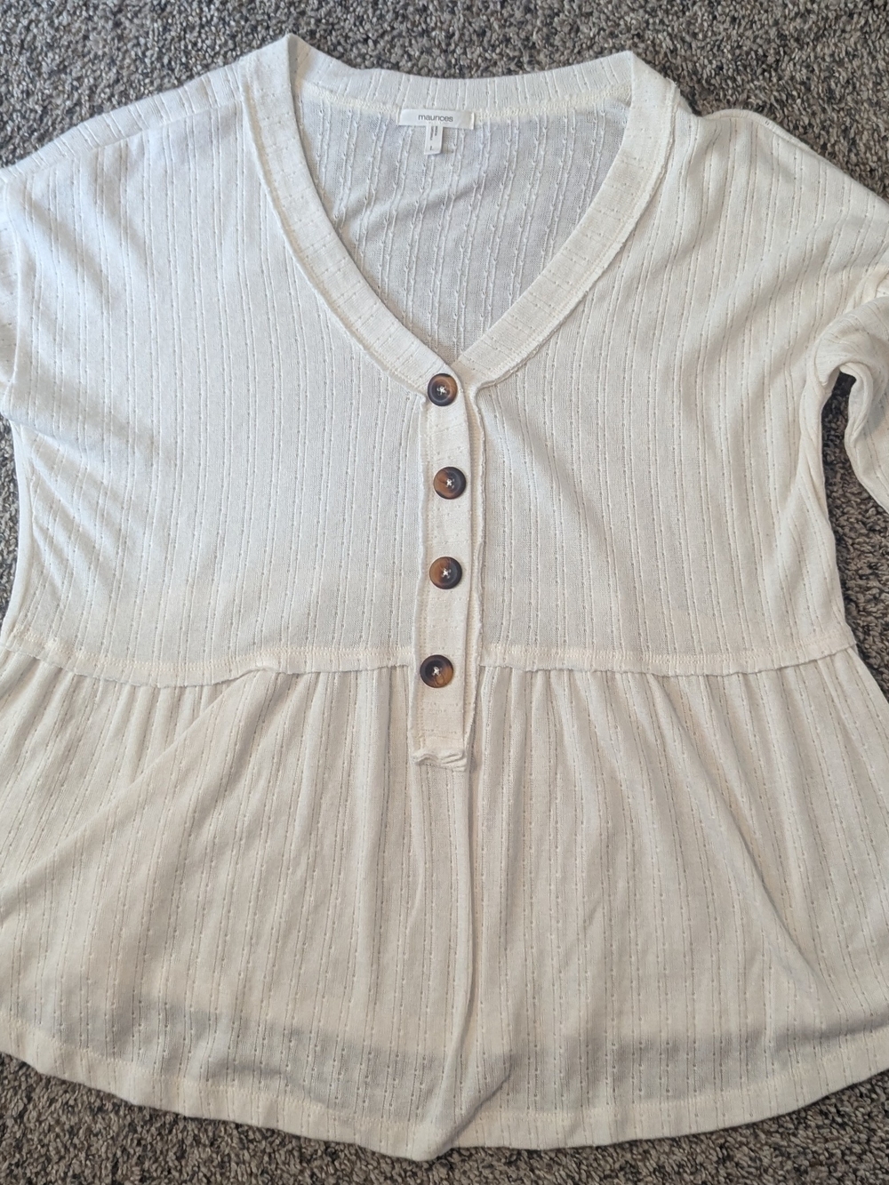 Maurices Button-Front Peplum V-Neck Top